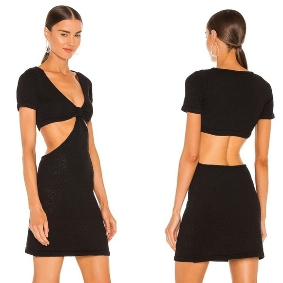 New Cult Gaia Billie Signature Cutout Detail Knit Black Mini Dress NWT Large - Picture 1 of 16